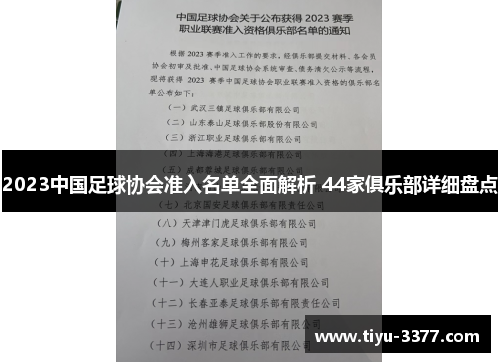 2023中国足球协会准入名单全面解析 44家俱乐部详细盘点 2023中国足球协会准入名单全面解析 44家俱乐部详细盘点